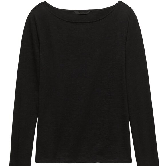 Banana Republic Boat Neck Top - Black - Size: Large - Picture 1 of 3